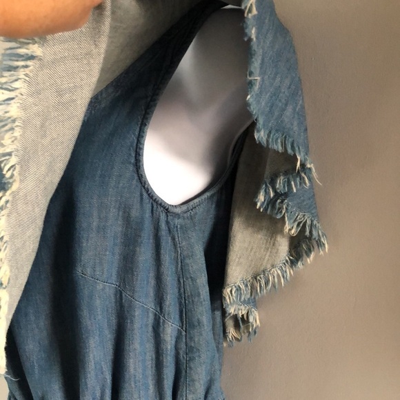 Blank NYC Making Waves Cotton Jumpsuit XS Frayed One Shoulder Back Cutout Pants - Picture 8 of 16